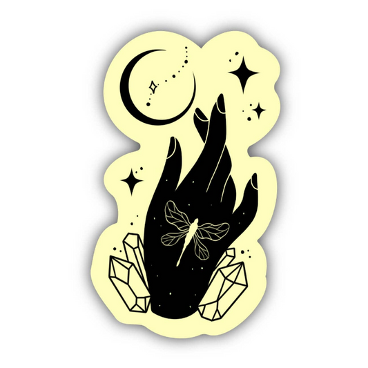 Mystic Hand, Crystals, Moon and Stars Sticker