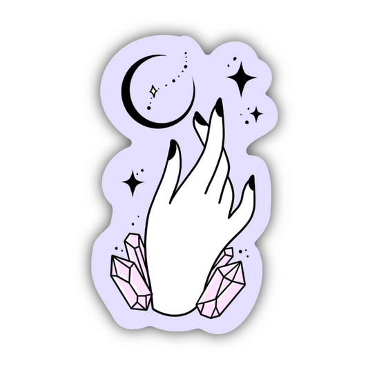 Mystic Hand, Crystals, Moon and Stars Sticker